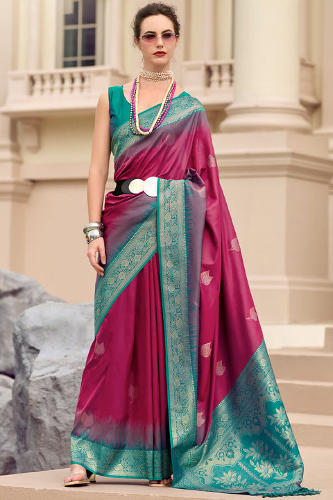 VastraLakshmi Sempiternal Maroon Soft Banarasi Silk Saree With Pleasurable Blouse Piece