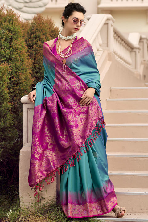 VastraLakshmi Enchanting Friozi Soft Banarasi Silk Saree With Imaginative Blouse Piece