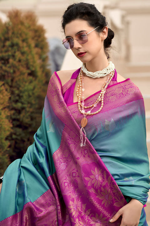 VastraLakshmi Enchanting Friozi Soft Banarasi Silk Saree With Imaginative Blouse Piece