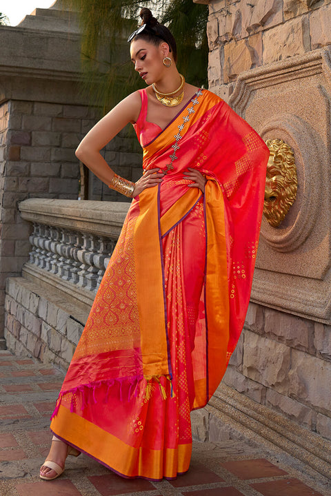 VastraLakshmi Winsome Red Soft Banarasi Silk Saree With Nebula Blouse