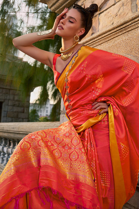 VastraLakshmi Winsome Red Soft Banarasi Silk Saree With Nebula Blouse