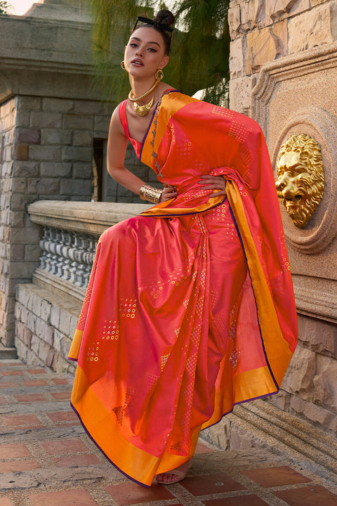 VastraLakshmi Winsome Red Soft Banarasi Silk Saree With Nebula Blouse