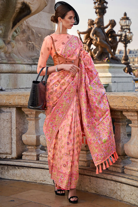 VastraLakshmi Smart Peach Pashmina saree With Majesty Blouse Piece