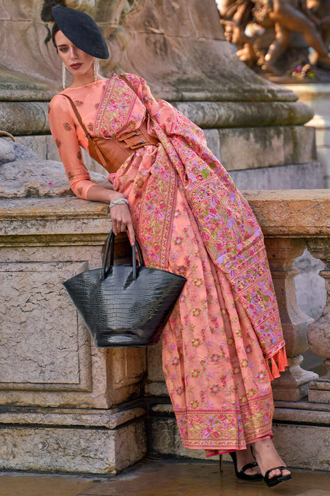 VastraLakshmi Smart Peach Pashmina saree With Majesty Blouse Piece