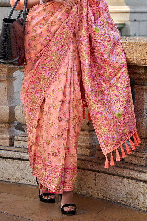 VastraLakshmi Smart Peach Pashmina saree With Majesty Blouse Piece