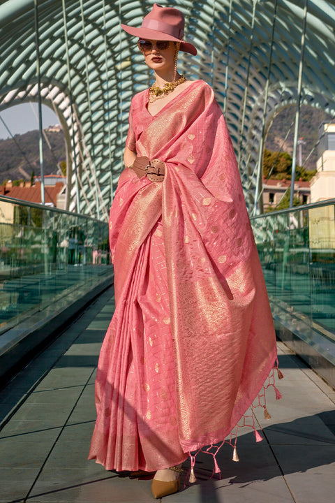 VastraLakshmi Elegant Pink Soft Banarasi Silk Saree With Deserving Blouse Piece