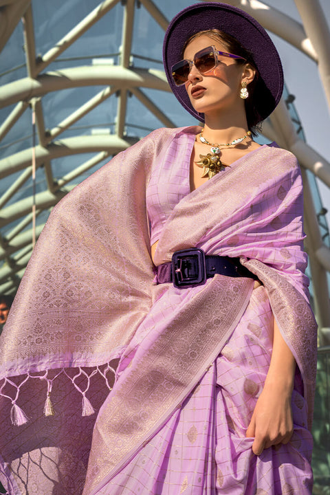 VastraLakshmi Adorable Lavender Soft Banarasi Silk Saree With Preferable Blouse Piece