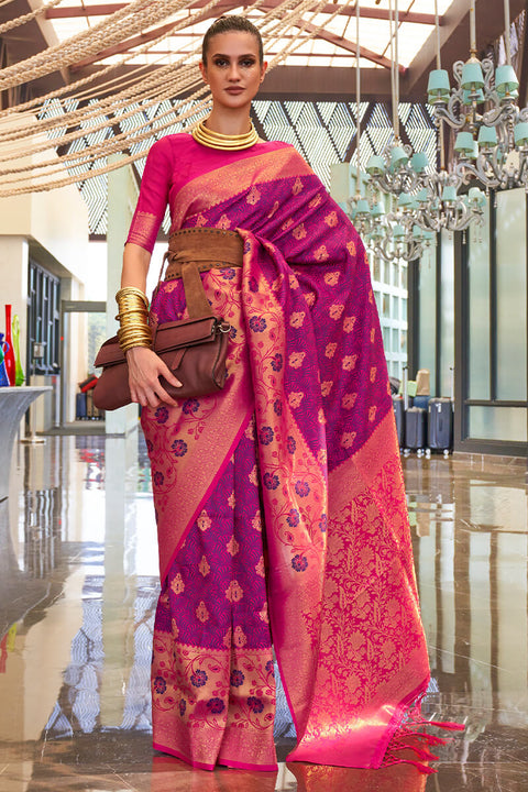 VastraLakshmi Tempting Wine Soft Banarasi Silk Saree With Supernal Blouse Piece