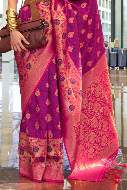 VastraLakshmi Tempting Wine Soft Banarasi Silk Saree With Supernal Blouse Piece