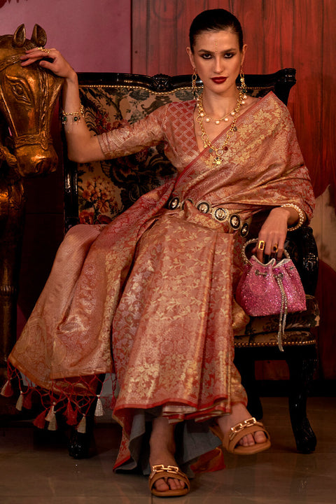 VastraLakshmi Sophisticated Maroon Soft Banarasi Silk Saree With Extraordinary Blouse Piece