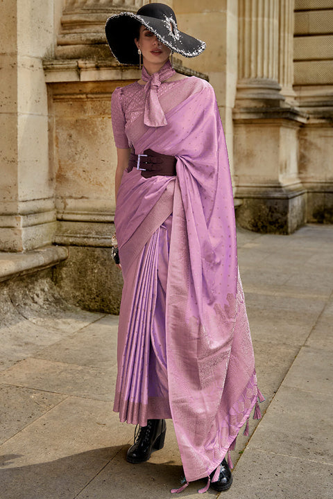 VastraLakshmi Tempting Lavender Soft Banarasi Silk Saree With Exquisite Blouse Piece