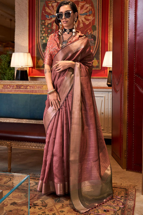 VastraLakshmi Beguiling Brown Soft Banarasi Silk Saree With Scrupulous Blouse Piece