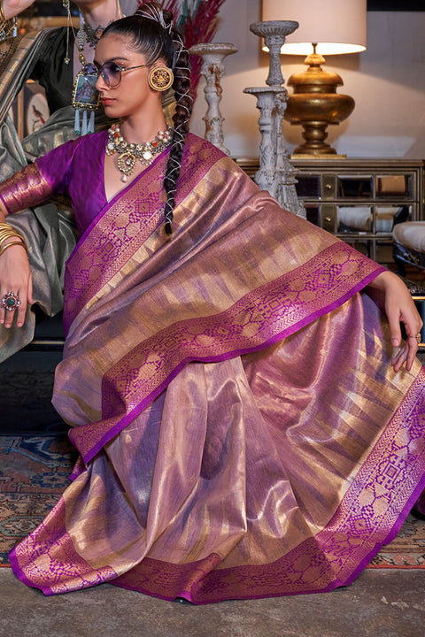 VastraLakshmi Skinny Pink Soft Banarasi Silk Saree With Capricious Blouse Piece