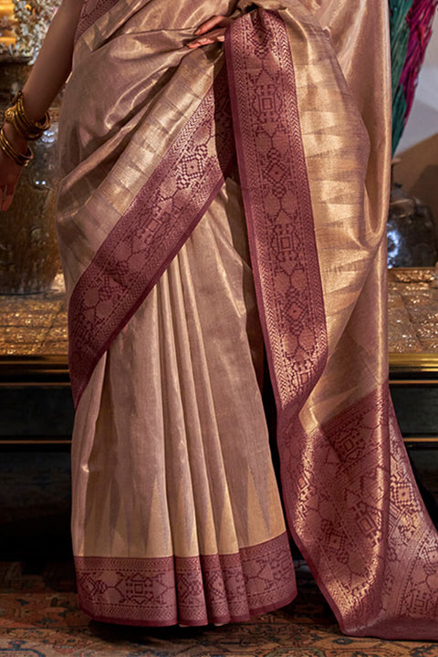 VastraLakshmi Deserving Dark Beige Soft Banarasi Silk Saree With Surpassing Blouse Piece