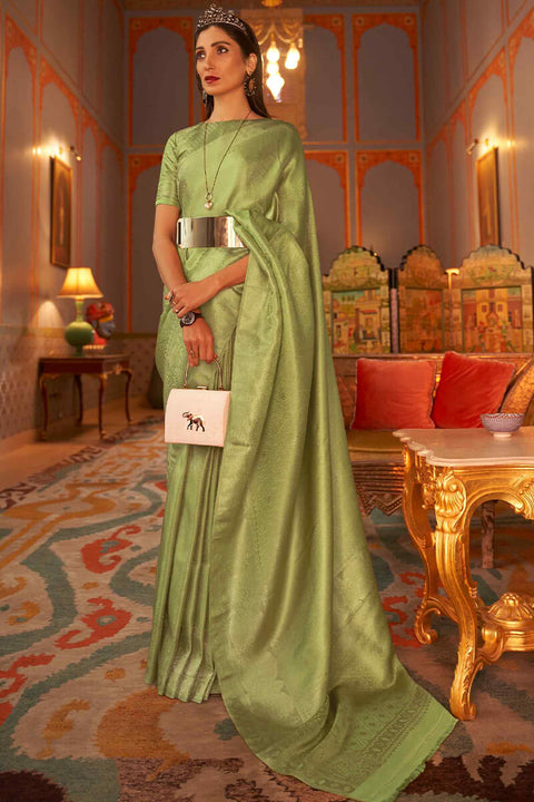 VastraLakshmi Staring Green Kanjivaram Silk Saree With Dazzling Blouse Piece