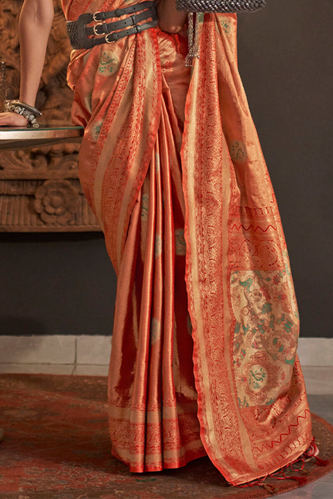 VastraLakshmi Exceptional Orange  Soft Banarasi Silk Saree With Preferable Blouse Piece