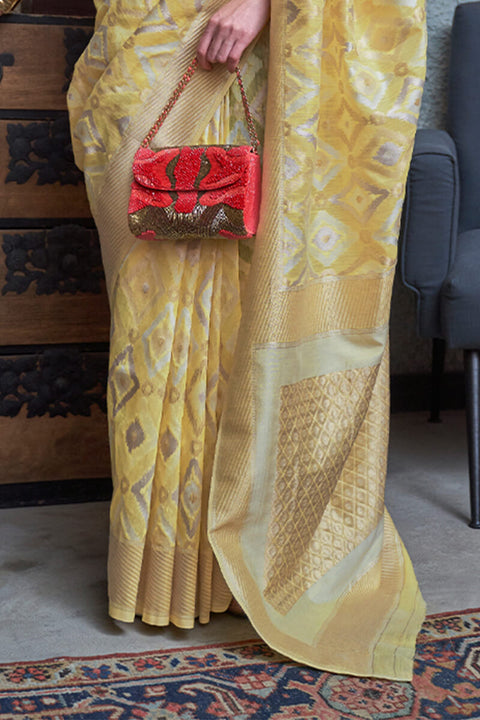 VastraLakshmi Appealing Yellow Cotton Silk Saree With Mesmeric Blouse Piece