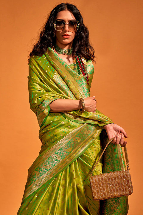 VastraLakshmi Amiable Green Soft Banarasi Silk Saree With Rhapsodic Blouse Piece