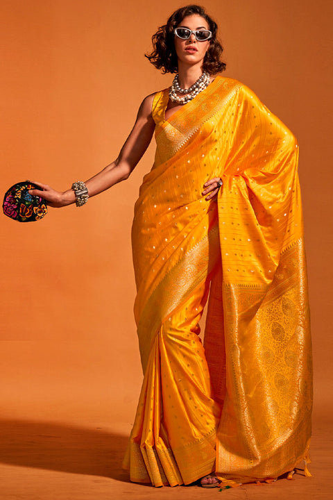 VastraLakshmi Excellent Yellow Soft Banarasi Silk Saree With Allure Blouse Piece