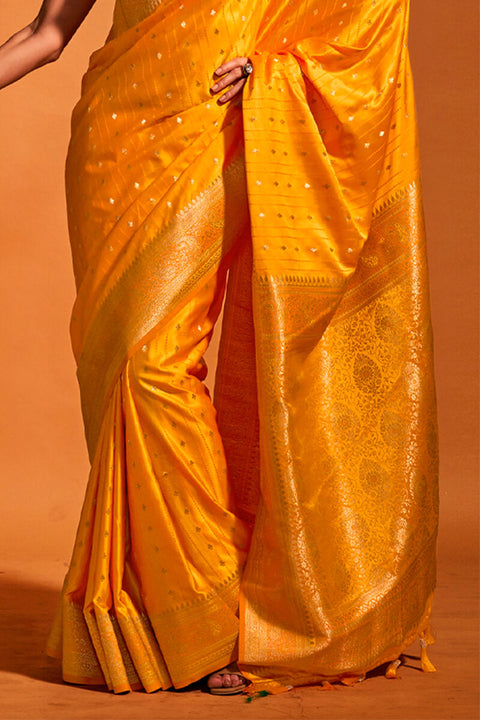 VastraLakshmi Excellent Yellow Soft Banarasi Silk Saree With Allure Blouse Piece