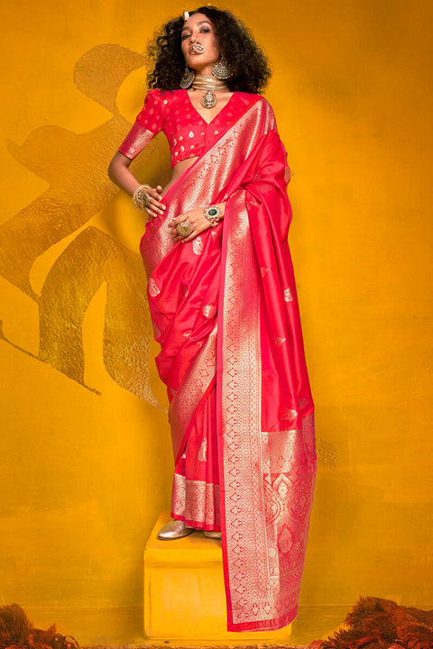 VastraLakshmi Devastating Dark Pink Soft Banarasi Silk Saree With Scrumptious Blouse Piece