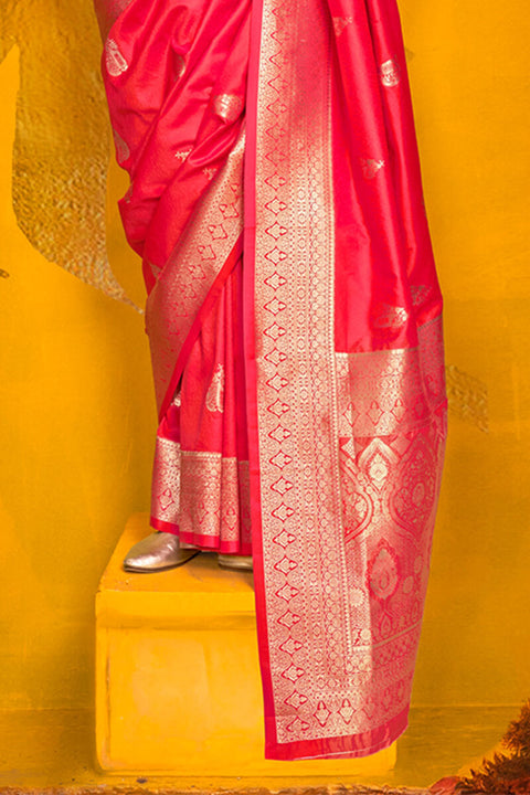 VastraLakshmi Devastating Dark Pink Soft Banarasi Silk Saree With Scrumptious Blouse Piece