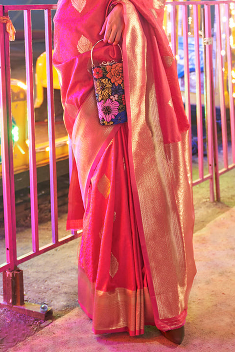 VastraLakshmi Prominent Dark Pink Soft Banarasi Silk Saree With Desirable Blouse Piece