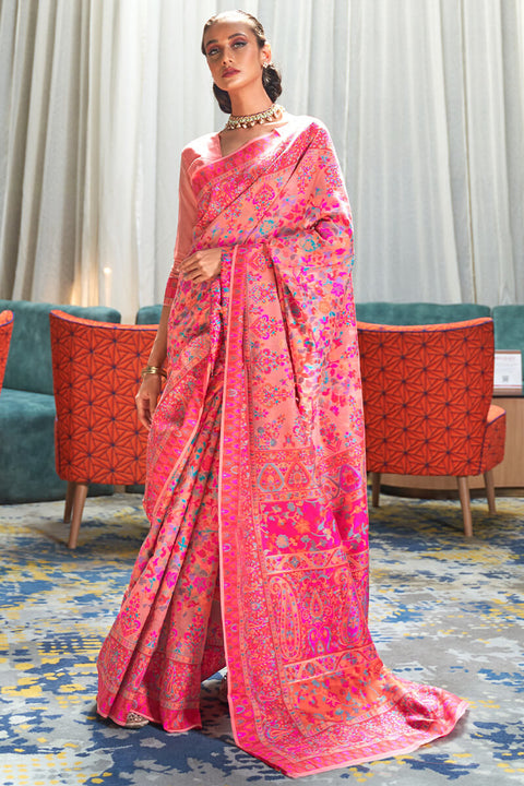 VastraLakshmi Flattering Pink Pashmina saree With Adorning Blouse Piece