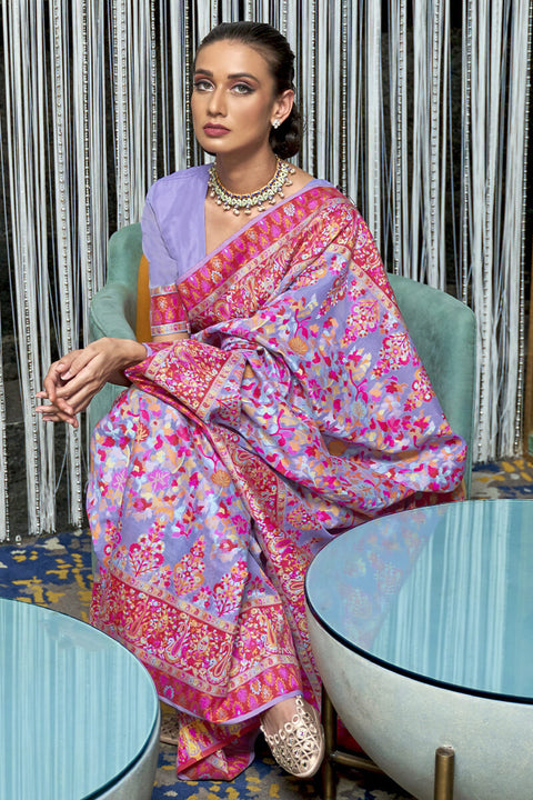 VastraLakshmi Staring Lavender Pashmina saree With Appealing Blouse Piece