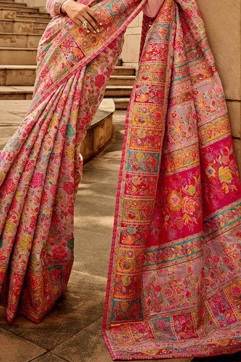 VastraLakshmi Adorable Pink Pashmina Saree With Exceptional Blouse Piece