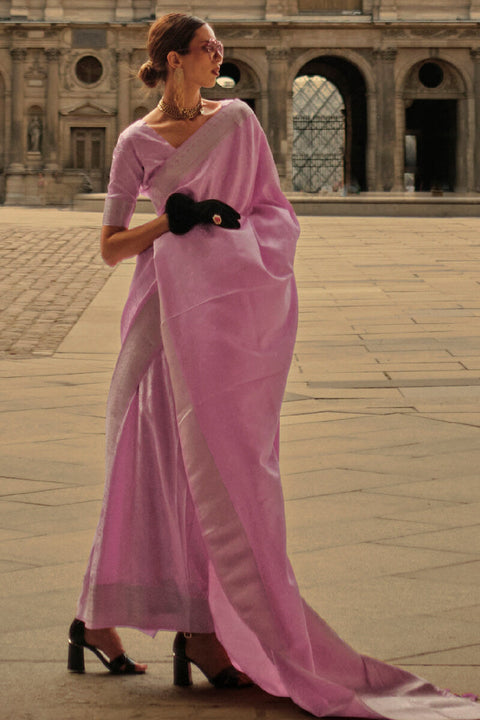 VastraLakshmi Gratifying Pink Soft Banarasi Silk Saree With Nebula Blouse Piece