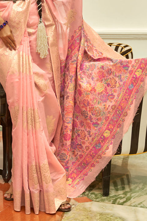 VastraLakshmi Gratifying Pink Pashmina saree With Staring Blouse Piece