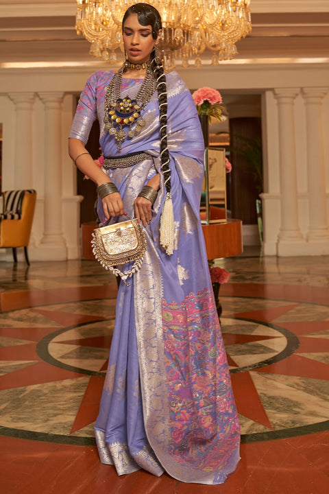 VastraLakshmi Appealing Lavender Pashmina saree With Ravishing Blouse Piece