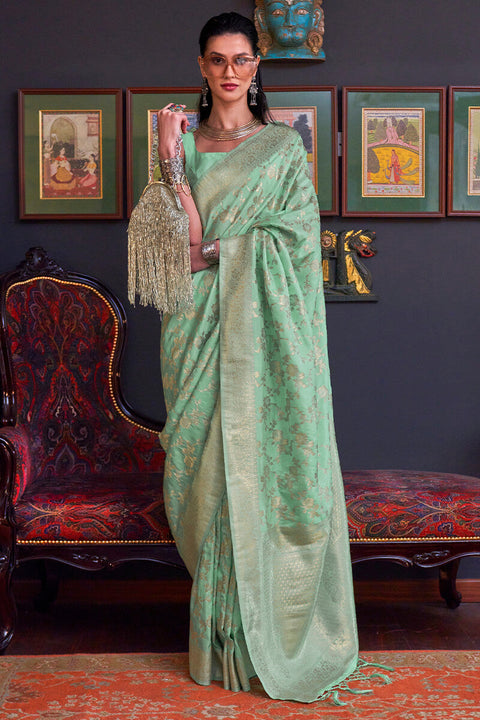 VastraLakshmi Scrumptious Sea Green Soft Banarasi Silk Saree With Tremendous Blouse Piece