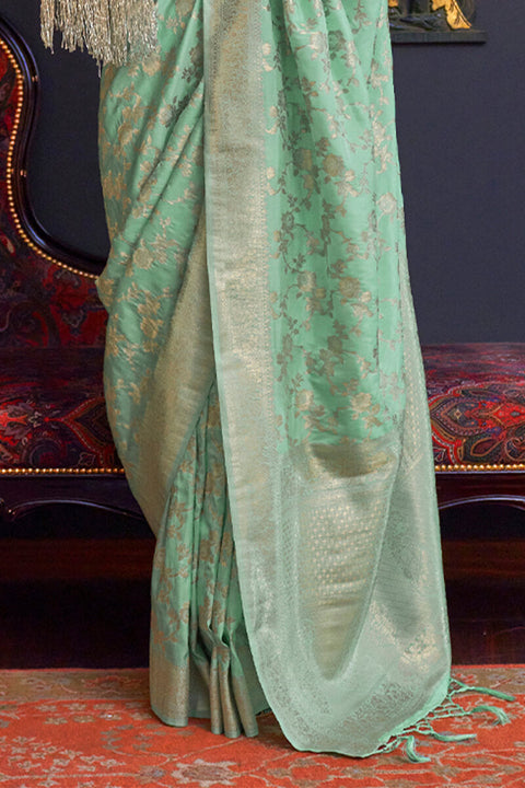 VastraLakshmi Scrumptious Sea Green Soft Banarasi Silk Saree With Tremendous Blouse Piece