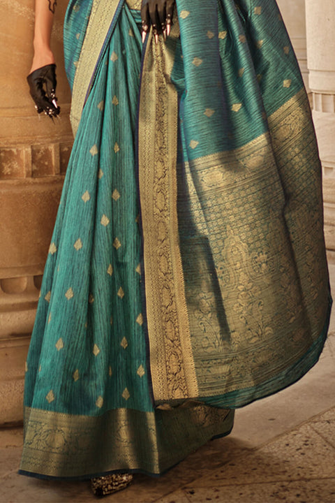 VastraLakshmi Demanding Rama Soft Banarasi Silk Saree With Ethereal Blouse Piece