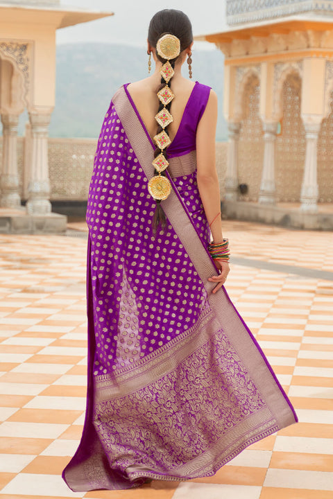 VastraLakshmi Demure Purple Soft Banarasi Silk Saree With Eloquence Blouse Piece