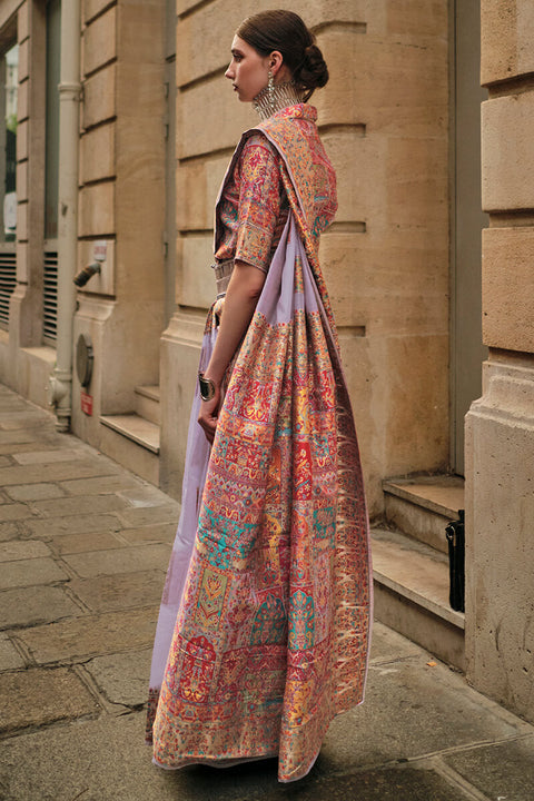 VastraLakshmi Flaunt Lavender Pashmina saree With Aplomb Blouse Piece