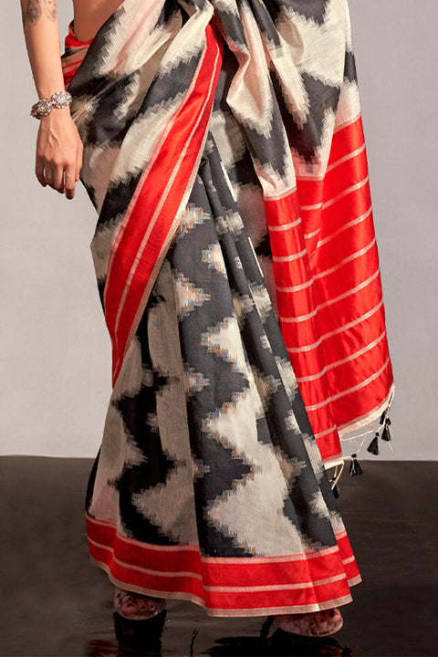 VastraLakshmi Precious Beige Digital Printed Soft Silk Saree With Opulent Blouse Piece