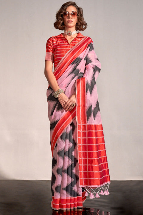 VastraLakshmi Pleasurable Baby Pink Digital Printed Soft Silk Saree With Magnificat Blouse Piece