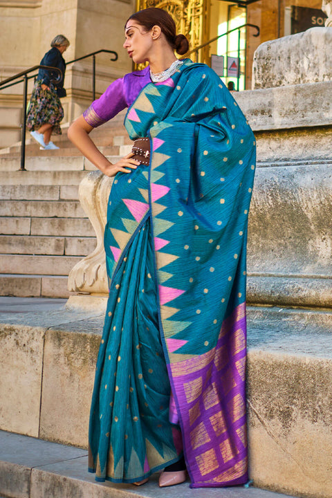 VastraLakshmi Ravishing Blue Soft Banarasi Silk Saree With Preferable Blouse Piece