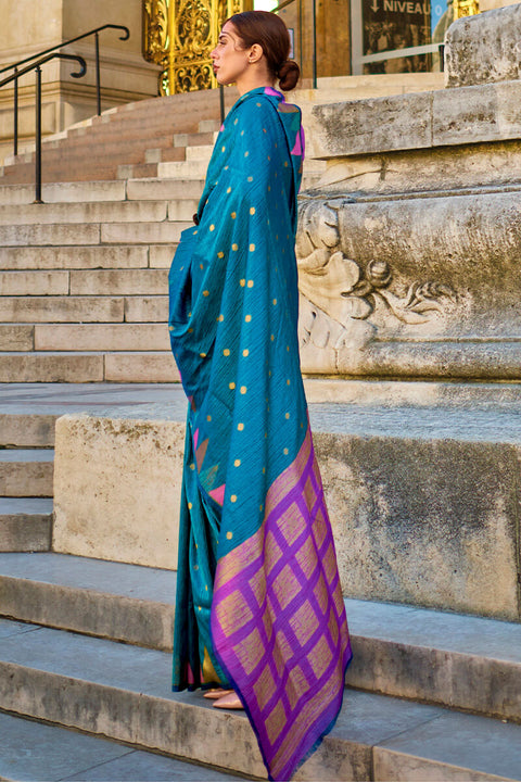 VastraLakshmi Ravishing Blue Soft Banarasi Silk Saree With Preferable Blouse Piece