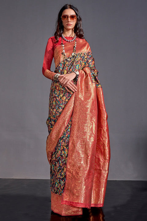 VastraLakshmi Stunning Brown Pashmina saree With Surpassing Blouse Piece