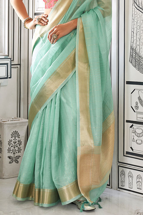 VastraLakshmi Incredible Turquoise Soft Silk Saree With Petrichor Blouse Piece