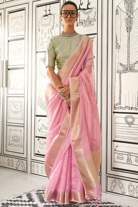 VastraLakshmi Desuetude Baby Pink Soft Silk Saree With Bewitching Blouse Piece