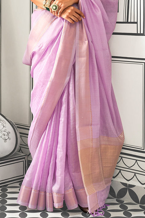 VastraLakshmi Entrancing Lavender Soft Silk Saree With Brood Blouse Piece