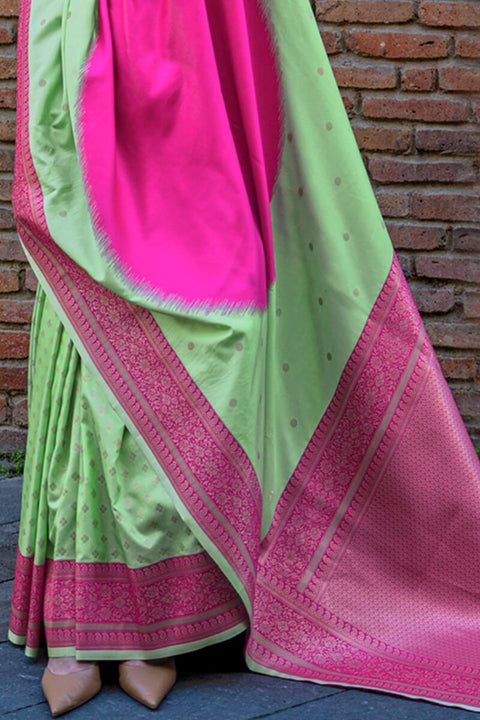 VastraLakshmi Propinquity Pink Soft Banarasi Silk Saree With Denouement Blouse Piece