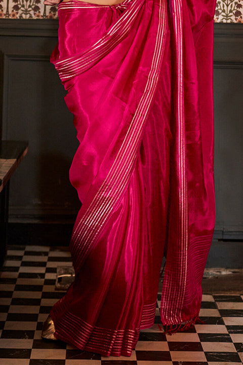 VastraLakshmi Extraordinary Dark Pink Soft Banarasi Silk Saree With Energetic Blouse Piece