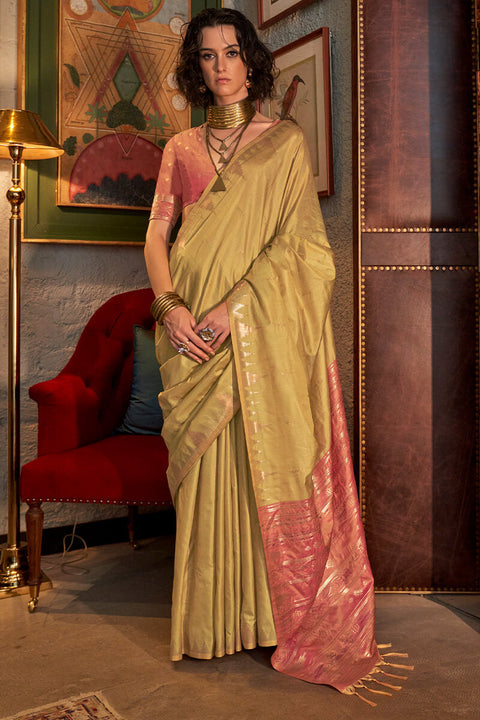 VastraLakshmi Hypnotic Yellow Soft Banarasi Silk Saree With Deserving Blouse Piece