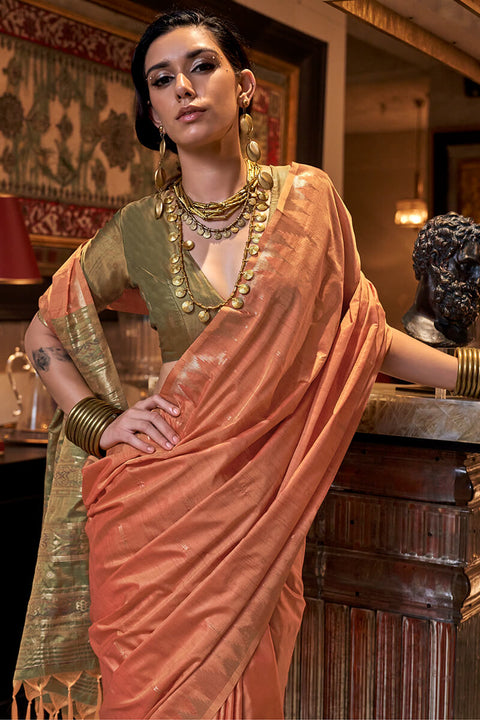 VastraLakshmi Unique Orange Soft Banarasi Silk Saree With Intricate  Blouse Piece